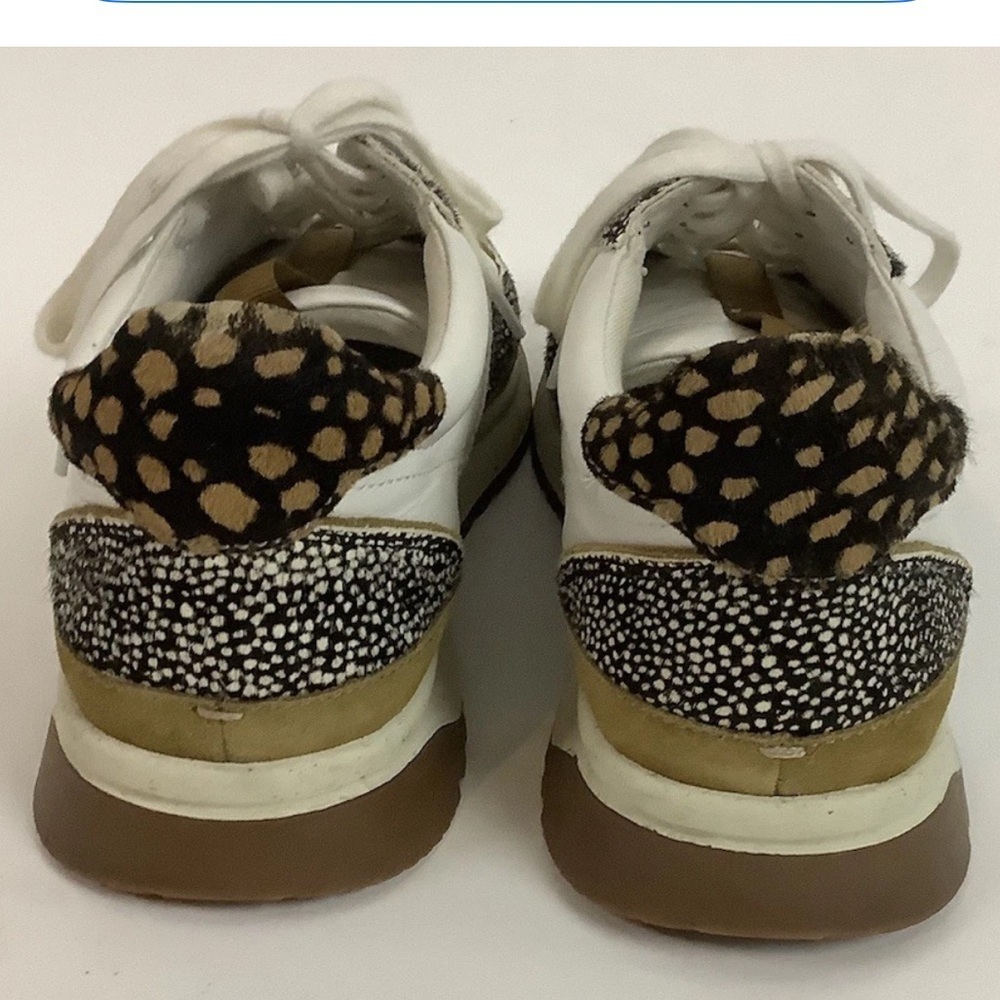 Madewell Sz 10 Kickoff Trainer Patterned Calf Hair Leather Sneakers White Tan - Picture 5 of 10
